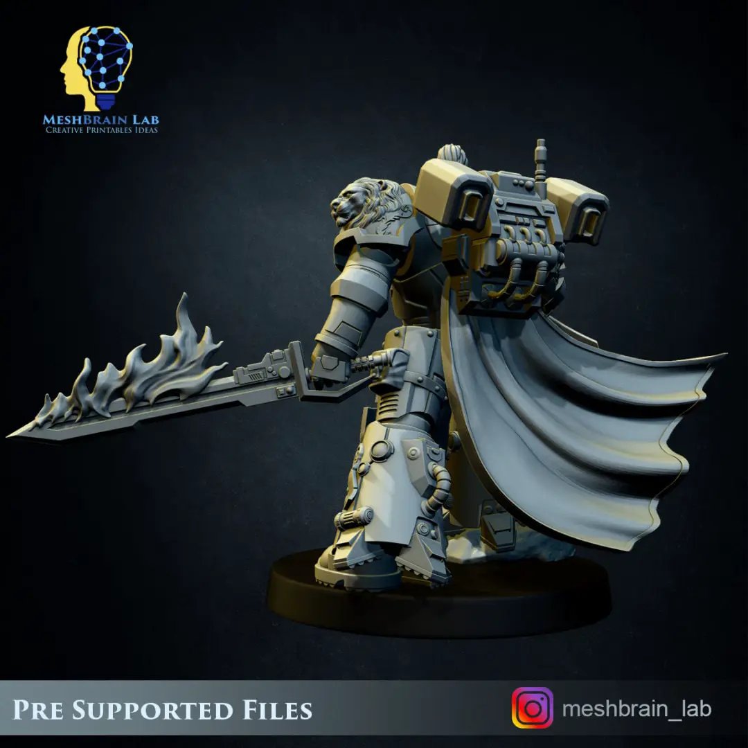 3D printed Imperial Marine Master of the Order of the Lion model by Last Hope Miniatures, showing intricate armor and weapon details.