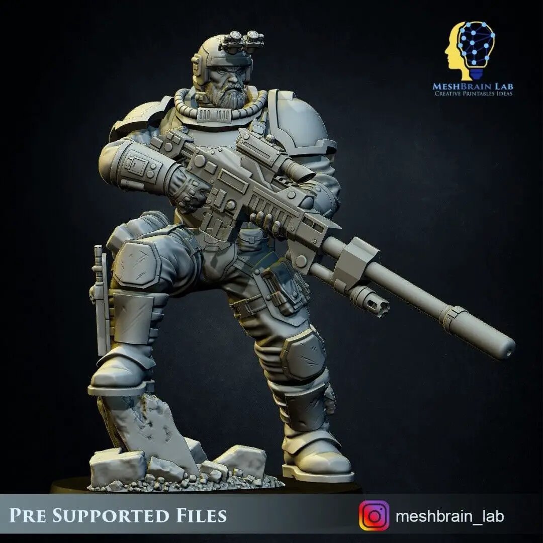 Set of five 3D printed Imperial Marine Scout Squad models by Last Hope Miniatures, detailed sci-fi tabletop gaming miniatures.