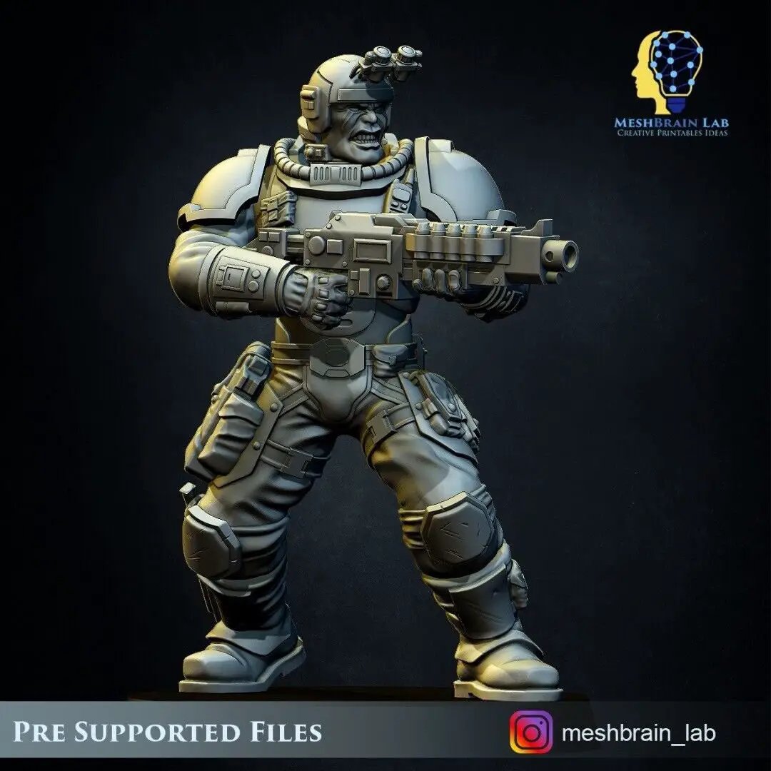 3D printed Imperial Marine Scout Squad model by Last Hope Miniatures, showing five detailed miniature figures in tactical gear.
