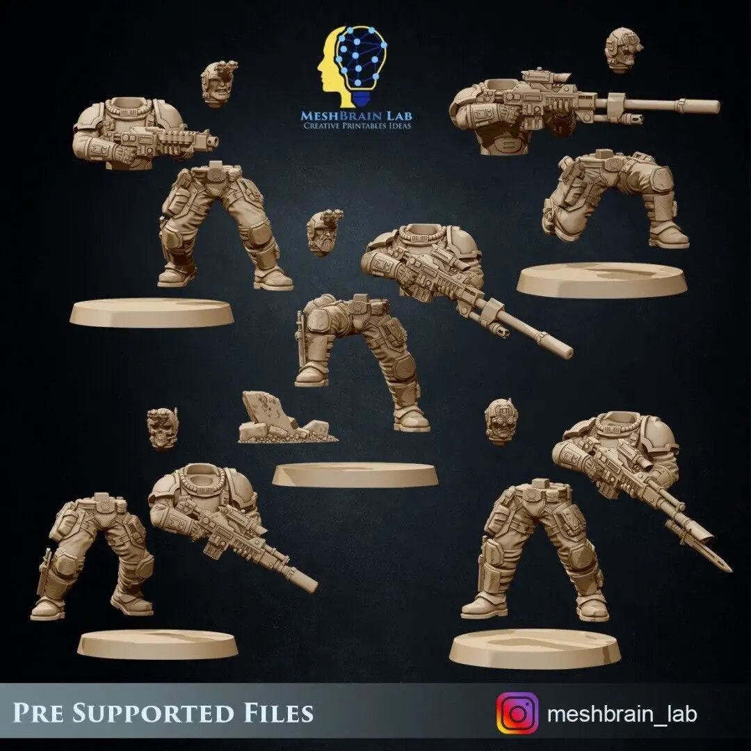 3D printed Imperial Marine Scout Squad model by Last Hope Miniatures, featuring five detailed sci-fi military figures.
