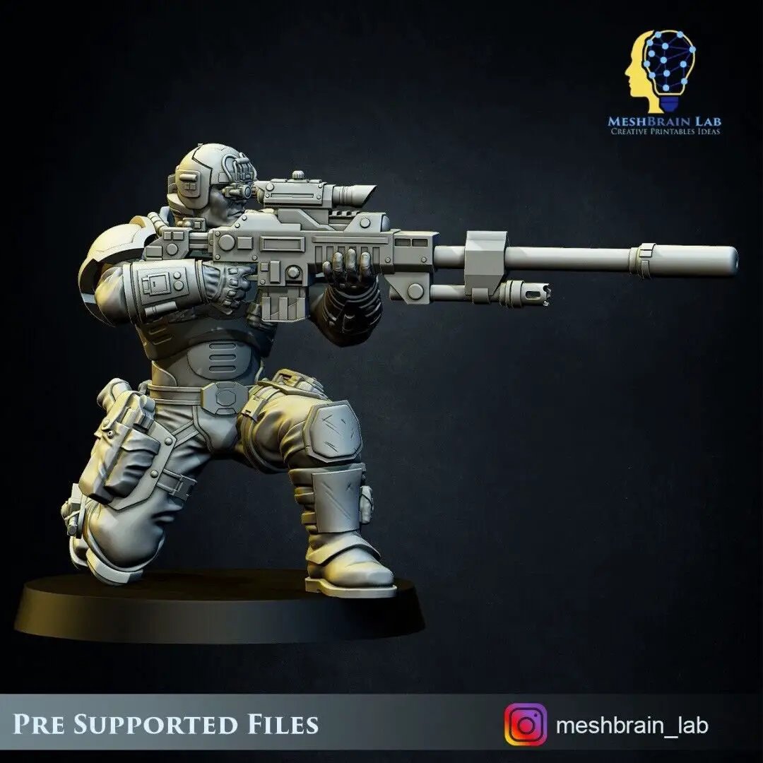 3D printed Imperial Marine Scout Squad model set by Last Hope Miniatures, featuring five detailed sci-fi military figures.