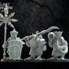 3D printed Infernal Dwarf Command Squad model by Last Hope Miniatures, featuring detailed dwarf figures with weapons and armor.