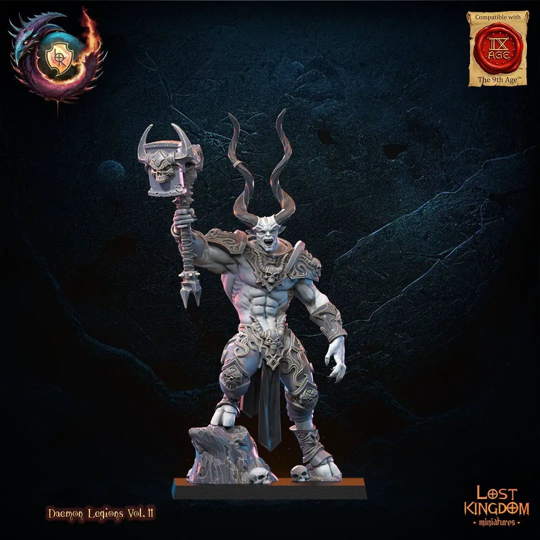 3D printed Infernal Fiend model by Lost Kingdom Miniatures, detailed demonic creature with fiery features and intricate design.
