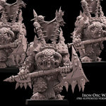 3D printed Iron Orc Warlord model by Last Hope Miniatures, detailed fantasy miniatures from Avatars of War, featuring armor and weaponry.