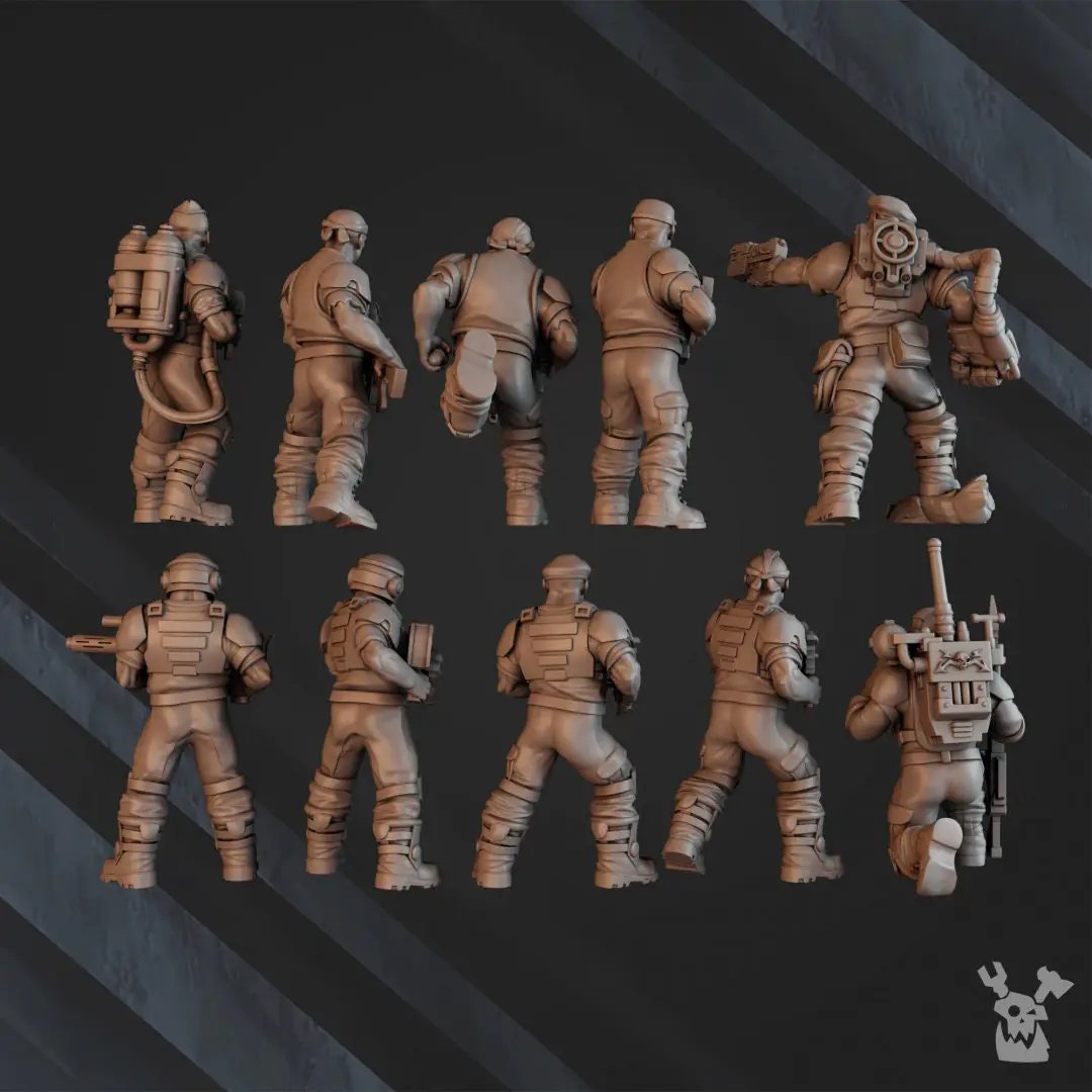 3D printed Jungle Commando Squad model by DakkaDakka Miniatures, featuring ten detailed miniatures for tabletop gaming.