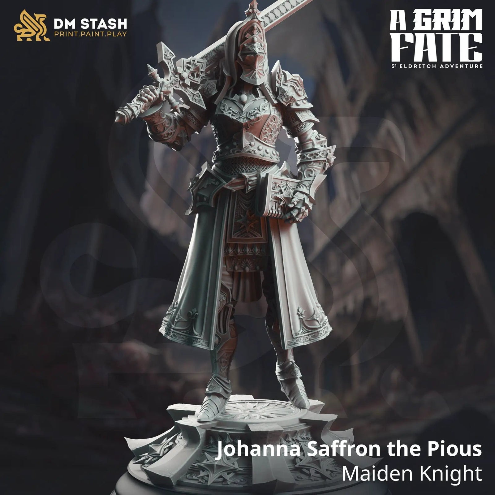 3D printed Knight Inquisitor model by Last Hope Miniatures, detailed fantasy miniatures figure for tabletop gaming and display