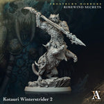 3D printed Kotauri Winterstrider model by Last Hope Miniatures for Archvillain Games, featuring detailed icy creature design.