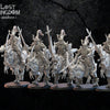 Five 3D-printed Kyoryu Knights miniatures by Lost Kingdom Miniatures for Last Hope Miniatures, detailed models on a plain background.