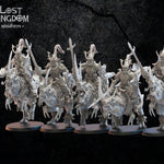 Five 3D-printed Kyoryu Knights miniatures by Lost Kingdom Miniatures for Last Hope Miniatures, detailed models on a plain background.