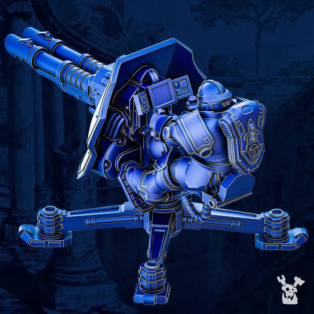 3D printed Legio Prime Victrix Support Turret model by DakkaDakka Miniatures, detailed miniature with intricate design.