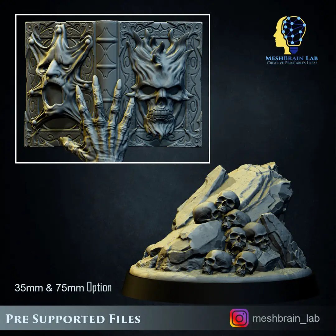 3D printed Lich Lord model by Meshbrain Labs for Last Hope Miniatures, detailed undead fantasy figure on a base.