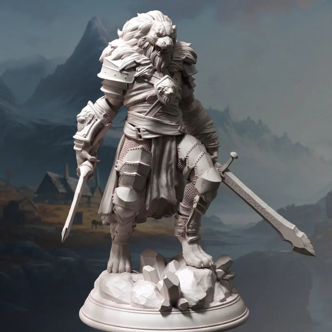 3D printed Lionfolk Bloodhunter model by Last Hope Miniatures from DM Stash, detailed fantasy miniature figure for tabletop gaming