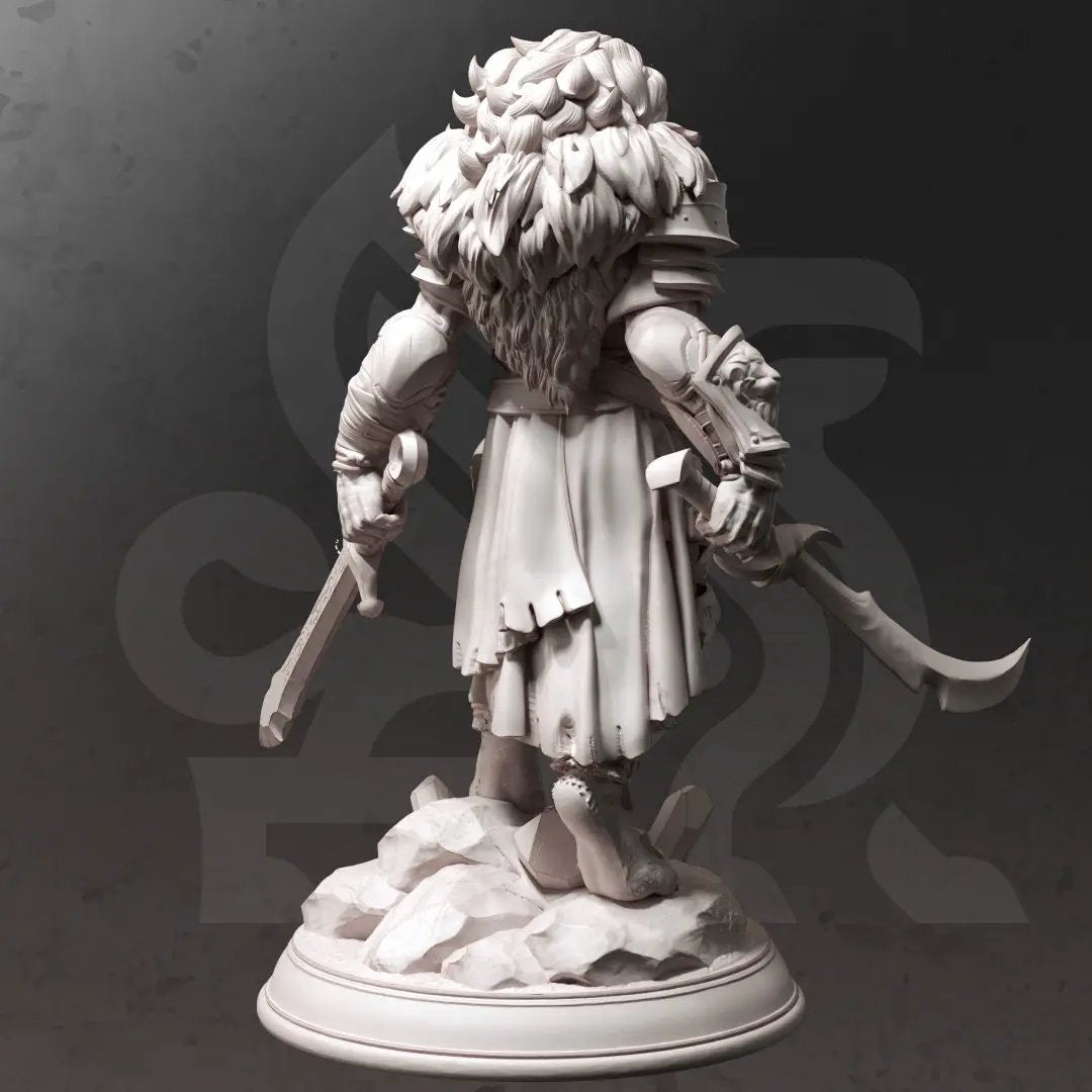 3D printed Lionfolk Bloodhunter model by Last Hope Miniatures, detailed fantasy figurine for tabletop gaming.