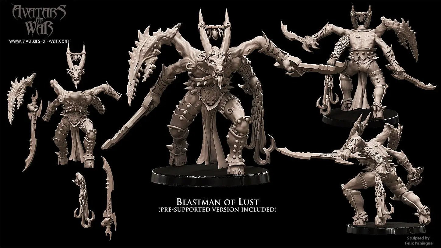 3D printed Lord of Lust model by Avatars of War, detailed miniature figure from Last Hope Miniatures collection.