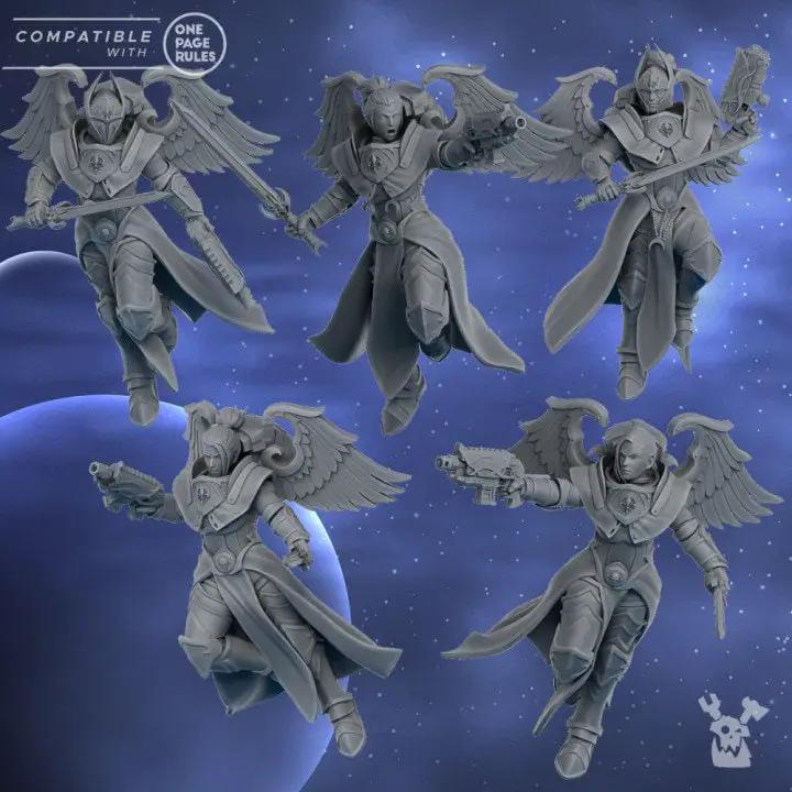3D printed Lunar Angels Squad x5 model by DakkaDakka from Last Hope Miniatures, showcasing detailed sci-fi miniature figures.
