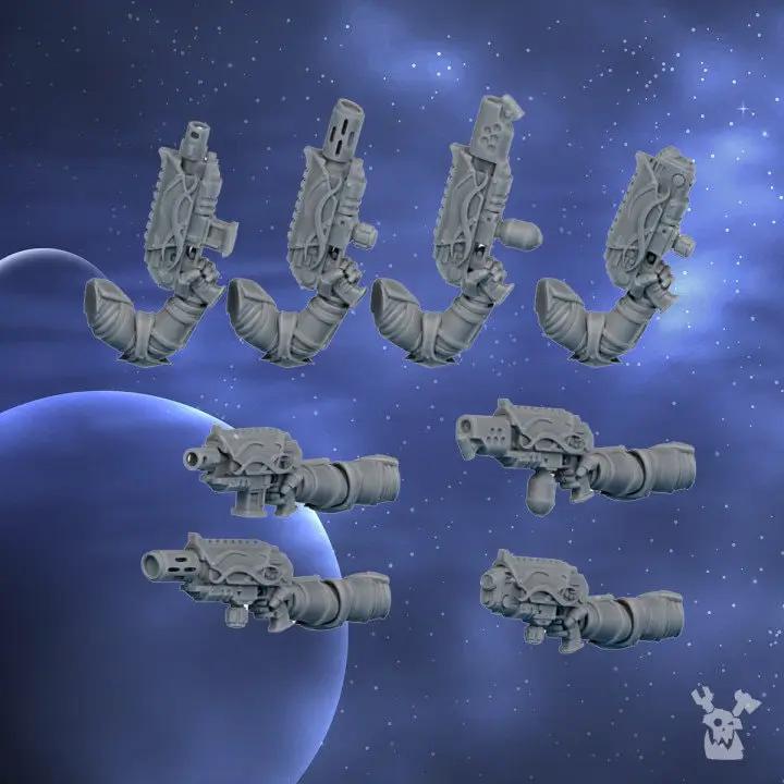 3D printed Lunar Angels Squad of five models by Last Hope Miniatures, featuring detailed sci-fi angel figures for tabletop gaming.
