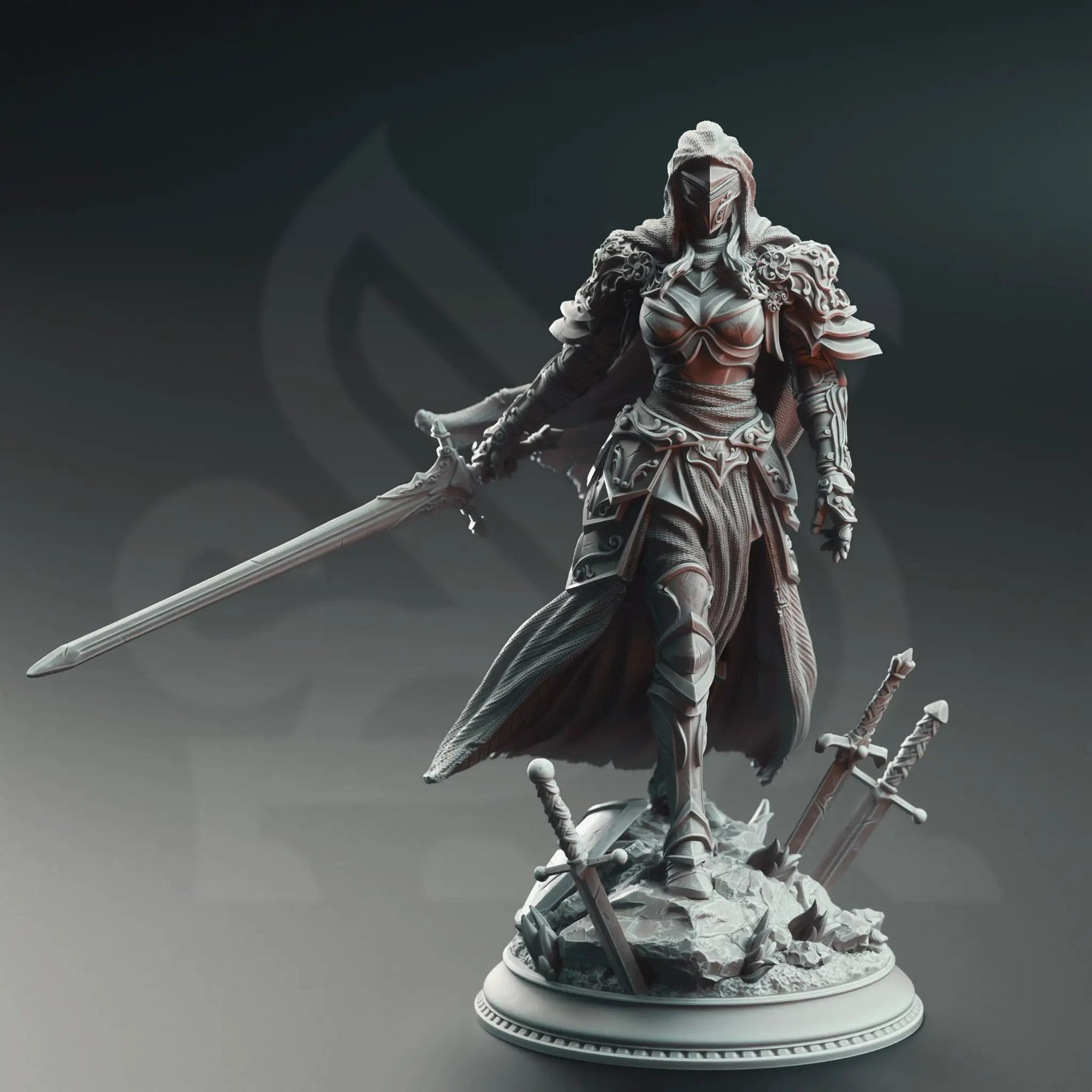 3D printed Lydia the Merciless model by Last Hope Miniatures, detailed miniature figure with intricate design.