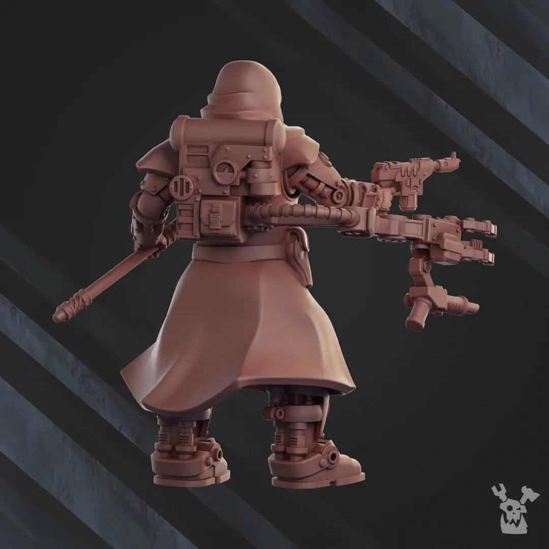 3D printed Machine Cult Engineer model by Last Hope Miniatures, detailed miniature figure on a neutral background.