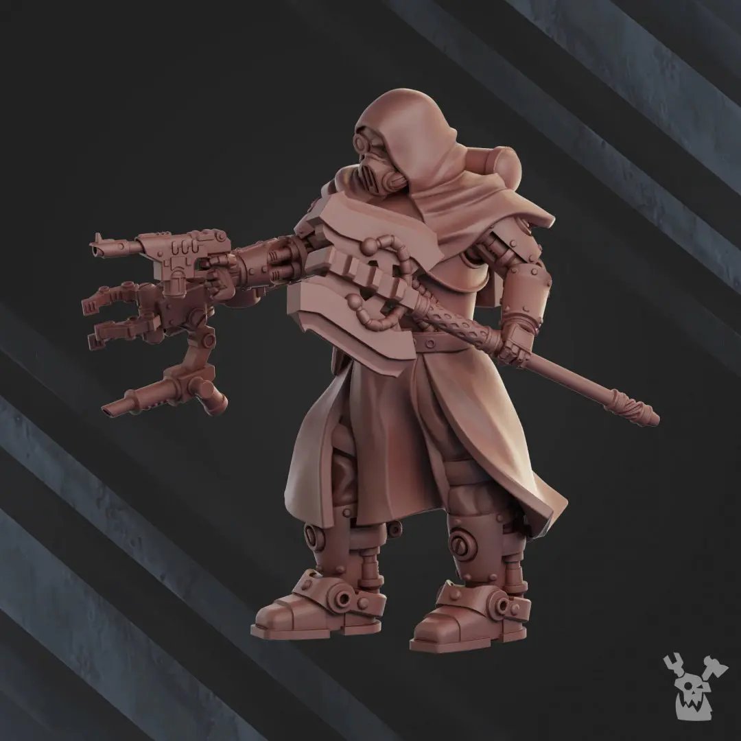 3D printed Machine Cult Engineer model by Last Hope Miniatures, detailed sci-fi miniature figure for tabletop gaming.