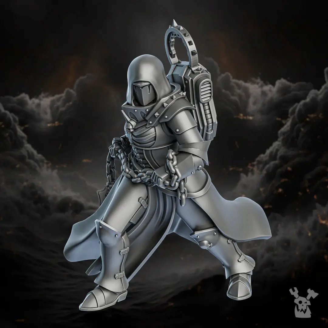 3D printed Magistrate Sister model by DakkaDakka Miniatures, detailed figure from Last Hope Miniatures.
