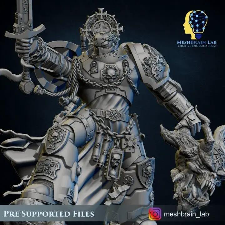 3D printed Marine Crusader Electus model by Meshbrain Labs, detailed miniature from Last Hope Miniatures collection.