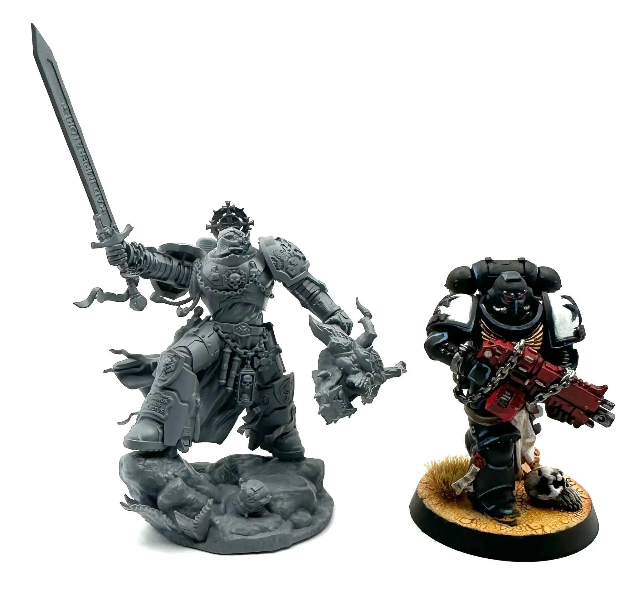 3D printed Marine Crusader Electus model from Last Hope Miniatures by Meshbrain Labs, featuring detailed armor and sci-fi design.