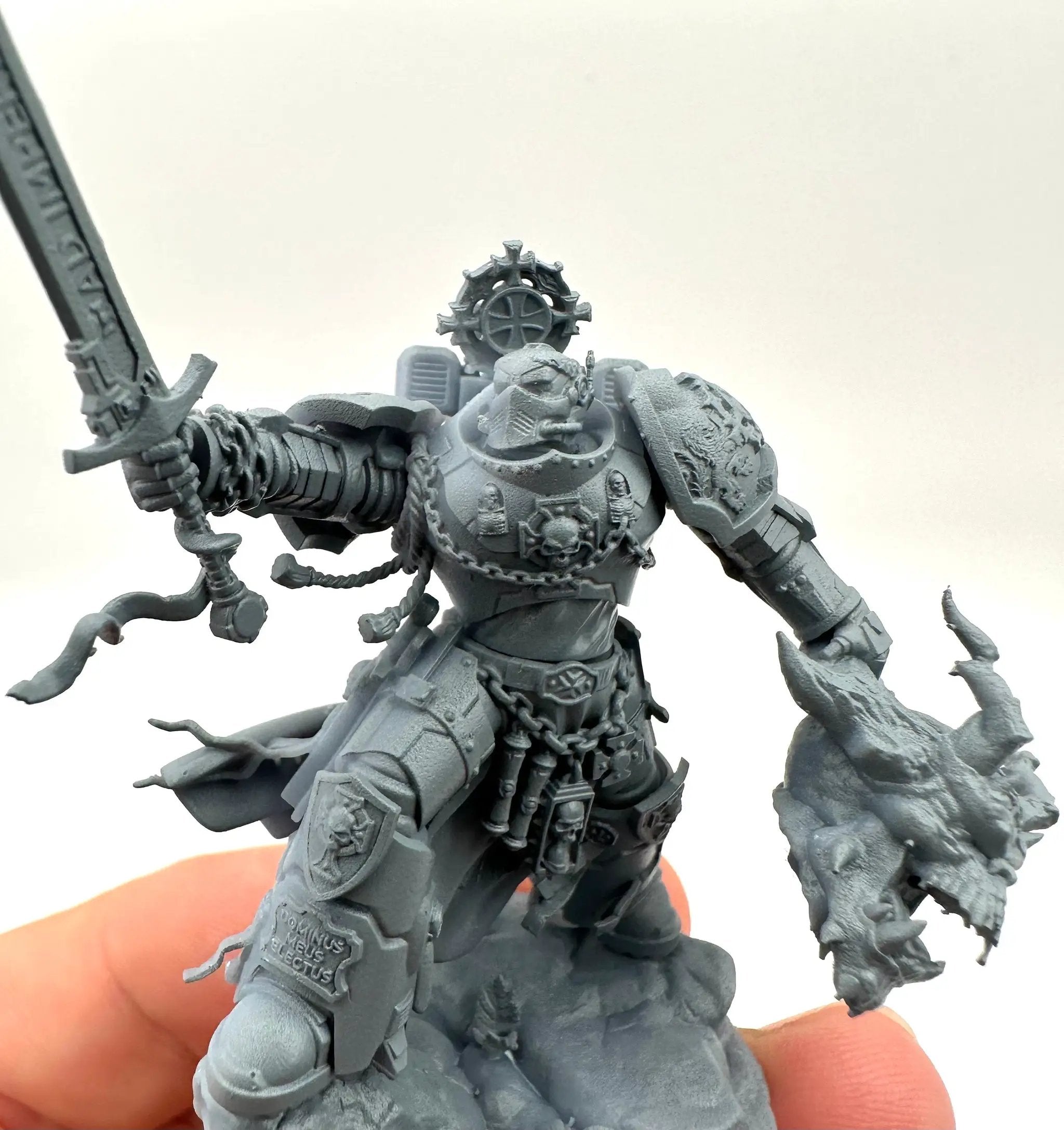 3D printed Marine Crusader Electus model by Meshbrain Labs, detailed sci-fi miniature for tabletop gaming from Last Hope Miniatures.