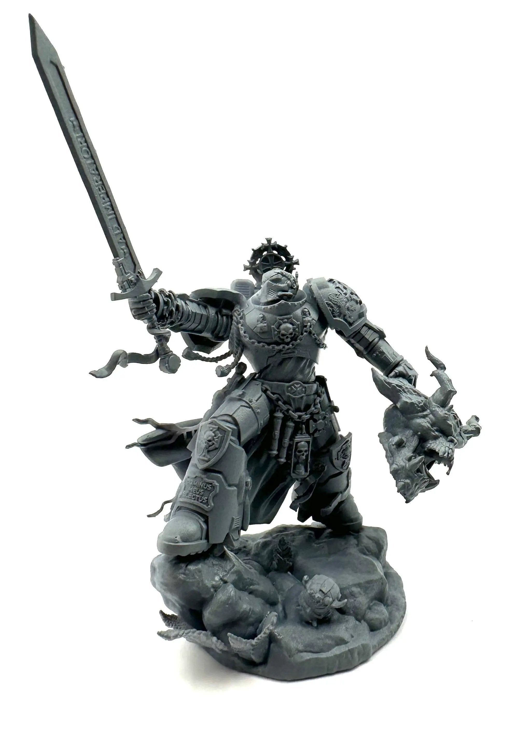 3D printed Marine Crusader Electus model by Meshbrain Labs, detailed miniature figure for tabletop gaming.