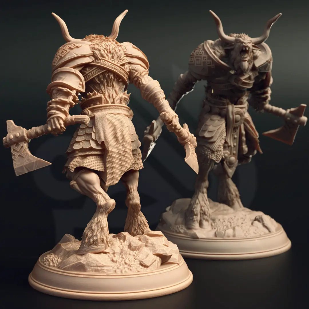 3D printed Minotaur Barbarian model by Last Hope Miniatures, detailed fantasy creature with muscular build and fierce expression.