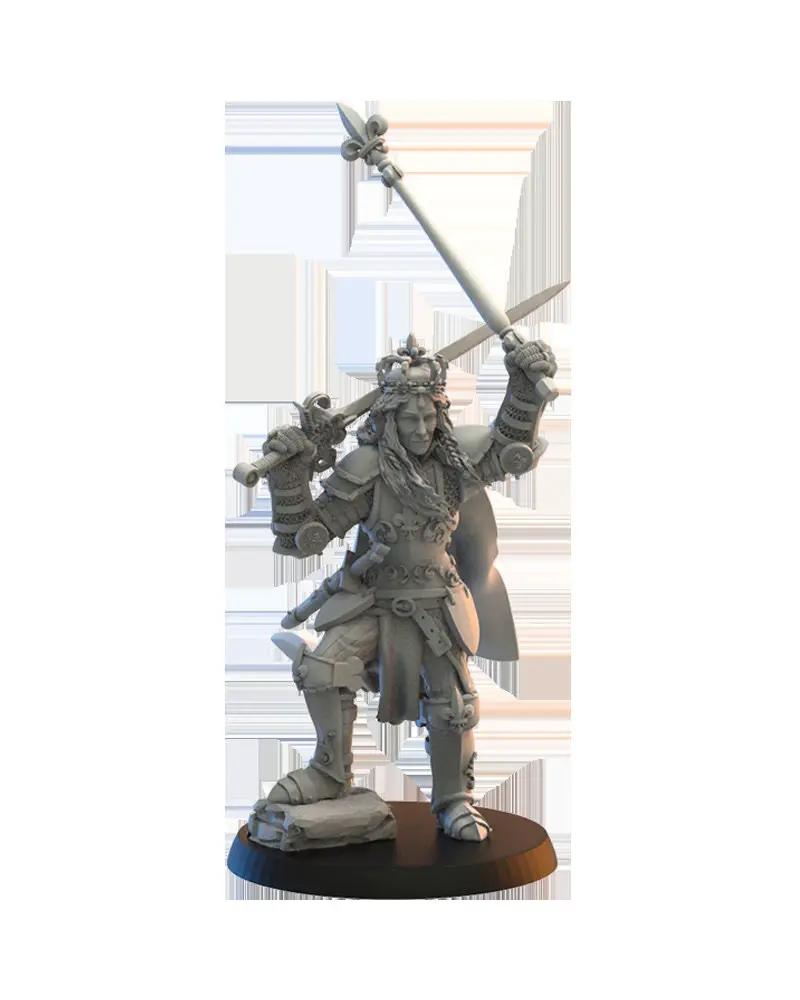 3D printed model of Mismeria, Queen of Mercia by Lost Kingdom Miniatures, showcasing detailed medieval fantasy miniature.