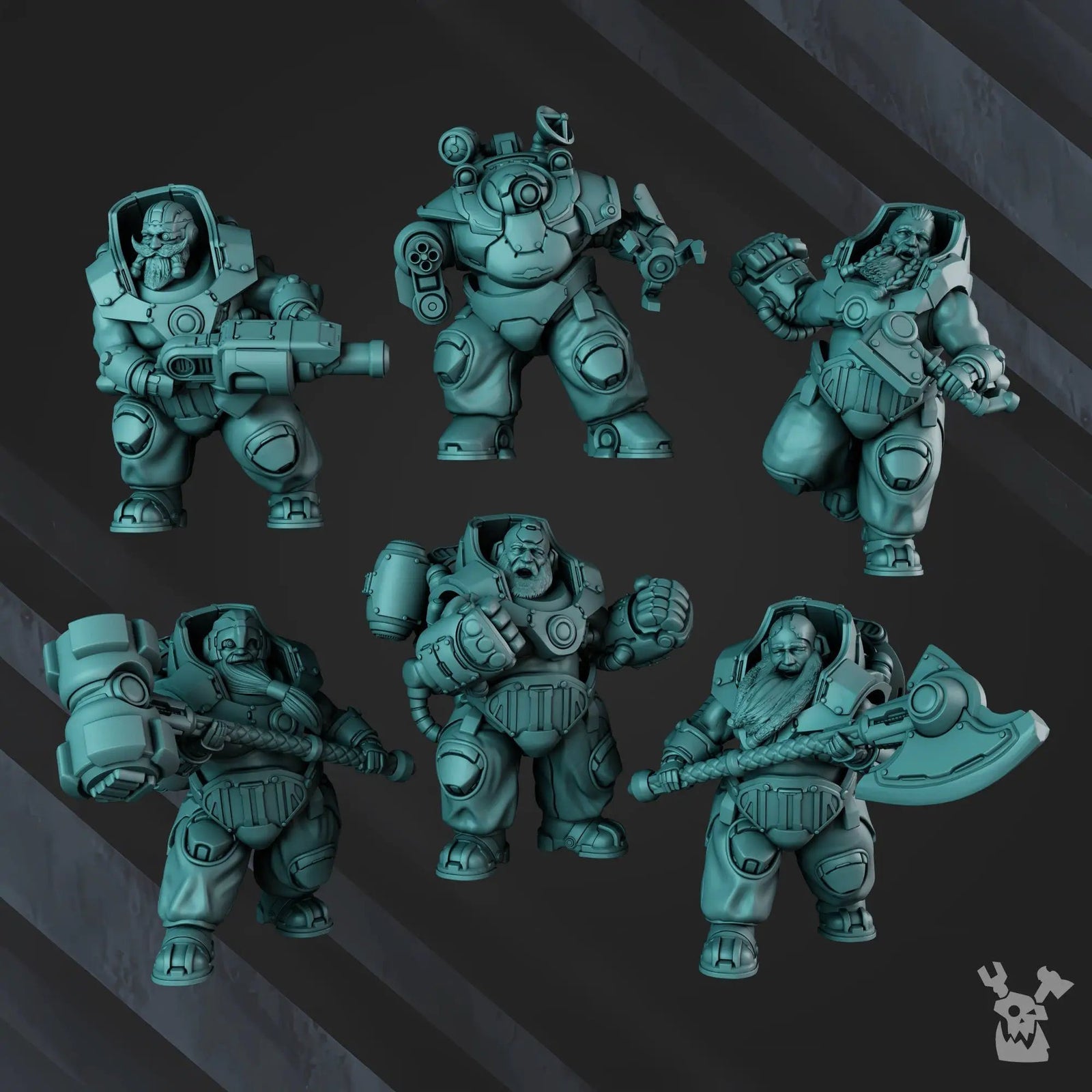 3D printed Mithril Clan Sentinels model by Last Hope Miniatures, featuring detailed miniature figures on a display base.