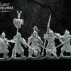 Ten 3D printed Mongobbo Foot Soldiers models by Lost Kingdom Miniatures, detailed miniatures for tabletop gaming.