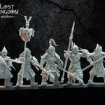 Ten 3D printed Mongobbo Foot Soldiers models by Lost Kingdom Miniatures, detailed miniatures for tabletop gaming.