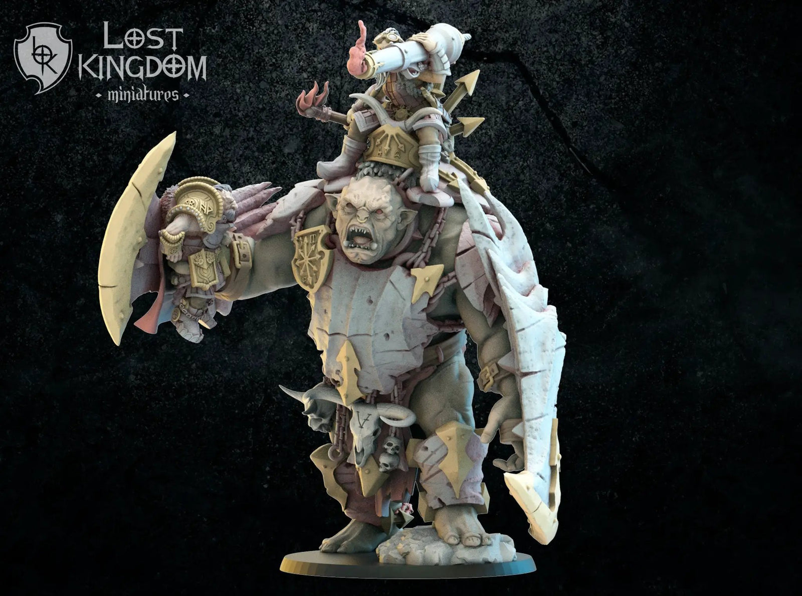 3D printed Mongobbo Gunner on Throi model by Lost Kingdom Miniatures, featuring a detailed miniature figure with weapon and creature base.