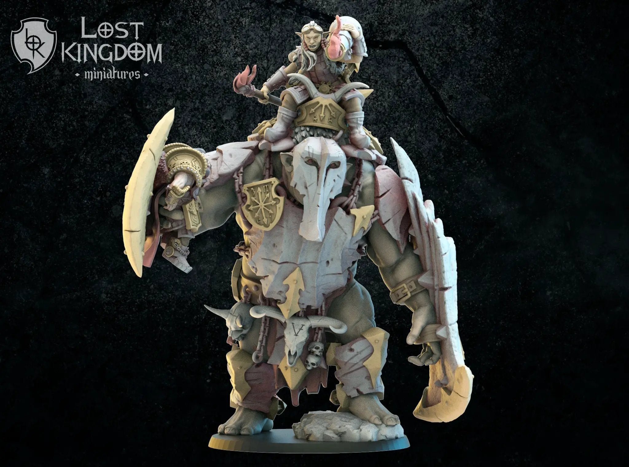3D printed Mongobbo Gunner on Throi model by Lost Kingdom Miniatures, showcasing detailed miniature figure on a dynamic base.