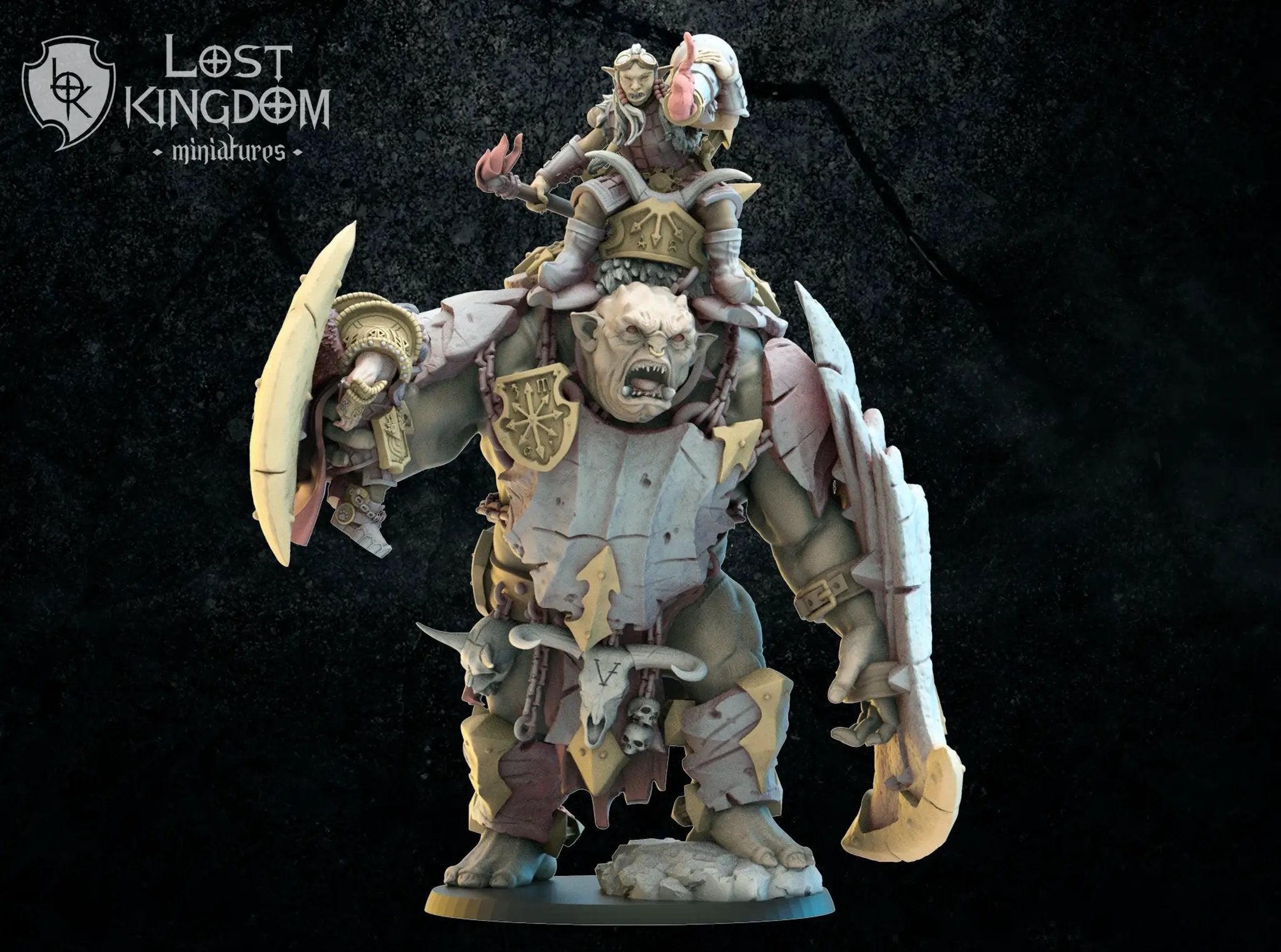 3D printed Mongobbo Gunner on Throi model by Last Hope Miniatures, detailed miniature figure with a gun and creature base.
