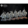 Six 3D printed mounted rangers models by Lost Kingdom Miniatures, detailed fantasy figures for tabletop gaming.