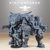 3D printed NationalGuard Warmech model by StationForge Miniatures, detailed miniature with military armor and weaponry.