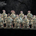Set of 10 3D printed Niavellir Dwarf Foot Soldiers models by Lost Kingdom Miniatures, detailed fantasy dwarf combat figures.