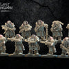 Ten 3D printed Niavellir Dwarf Riflemen models by Last Hope Miniatures for Lost Kingdom Miniatures, detailed dwarf warrior figures.