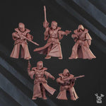 3D printed Night Shade Squad x5 models by Last Hope Miniatures, featuring detailed sci-fi figures for tabletop gaming.