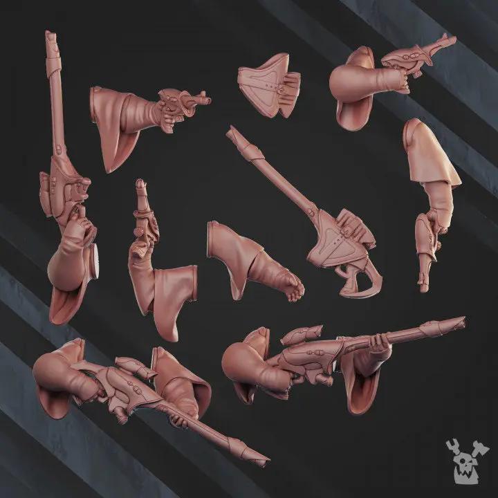 3D printed Night Shade Squad x5 miniatures by Last Hope Miniatures, detailed sci-fi model figures from DakkaDakka Miniatures collection