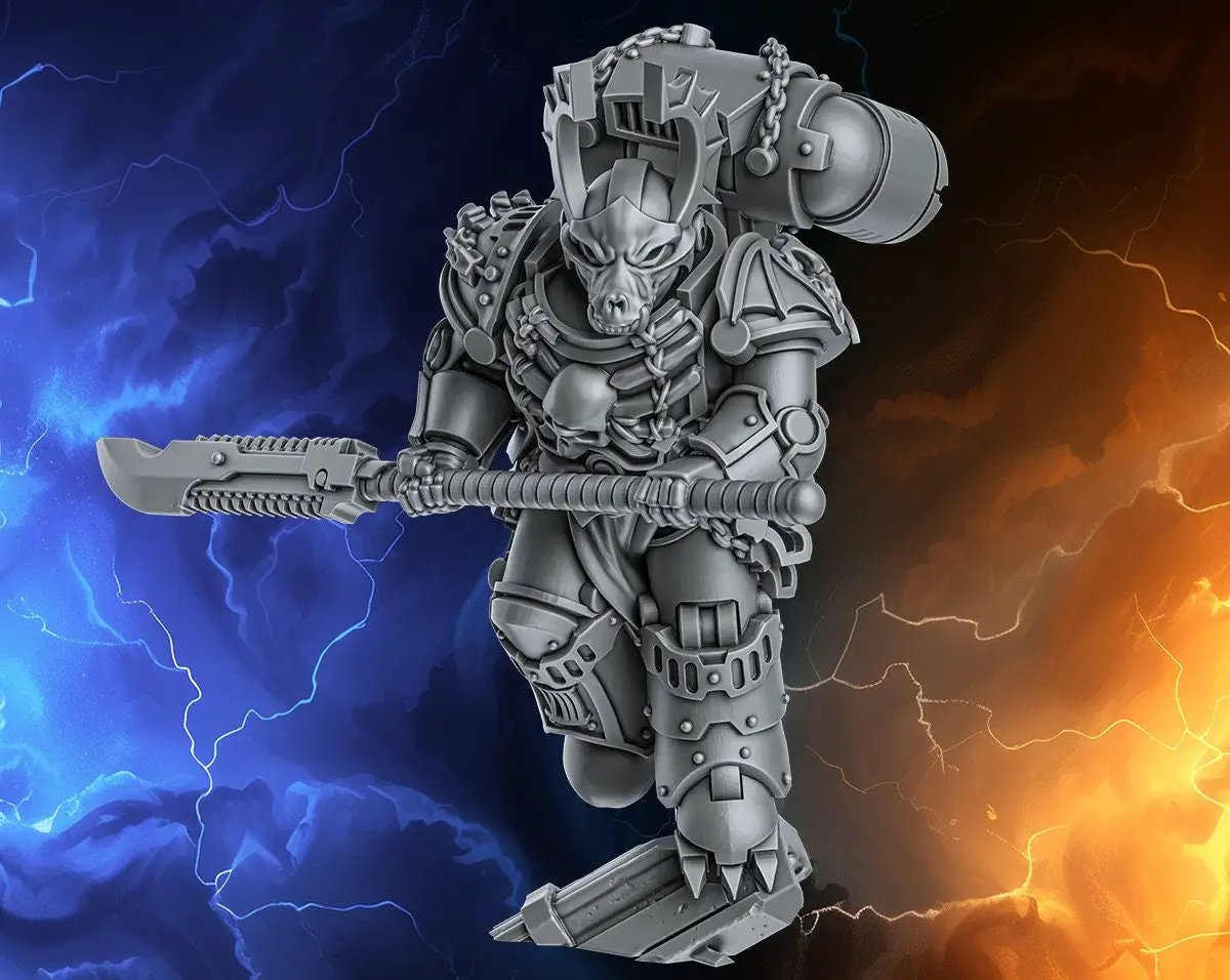 3D printed Noctis Horror Marine model by DakkaDakka Miniatures, detailed sci-fi war figure from Last Hope Miniatures.