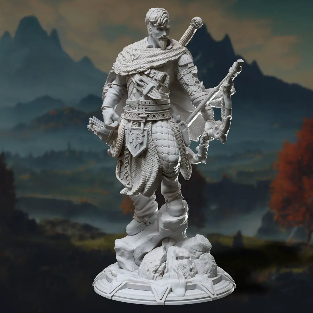 3D printed Northern Ranger model by Last Hope Miniatures, featuring detailed armor and weaponry in a dynamic pose.