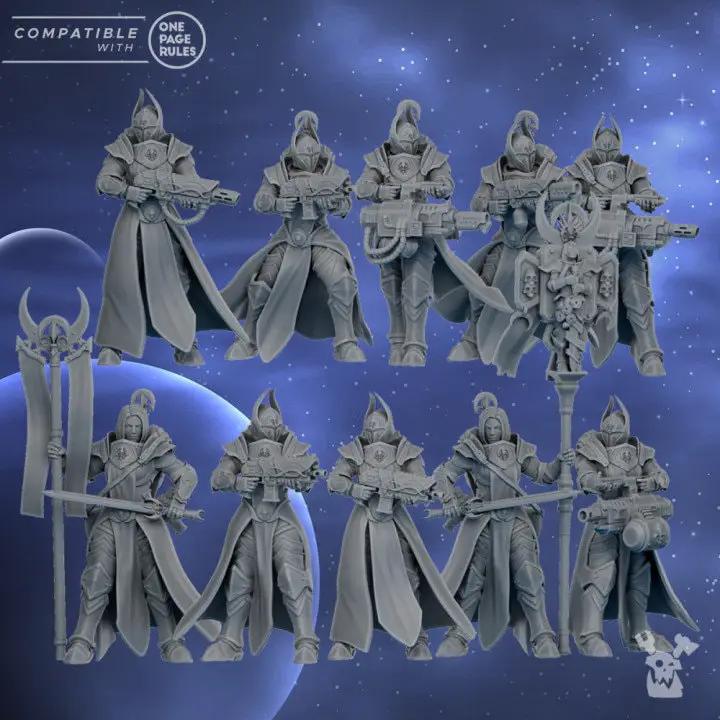 3D printed Nova Star Squad x10 models by DakkaDakka Miniatures, displayed together, crafted by Last Hope Miniatures.