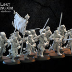 3D printed Rangers on Foot model set by Lost Kingdom Miniatures, featuring ten detailed miniatures for tabletop gaming.