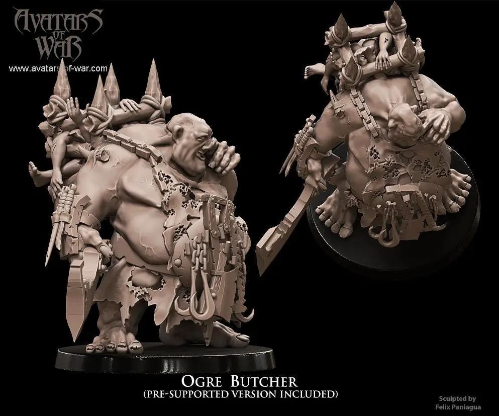 3D printed Ogre Butcher model by Avatars of War, detailed miniature figure for tabletop gaming by Last Hope Miniatures