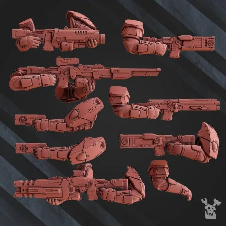 Six 3D printed Operations Team models by Last Hope Miniatures, detailed miniatures for tabletop gaming or display.