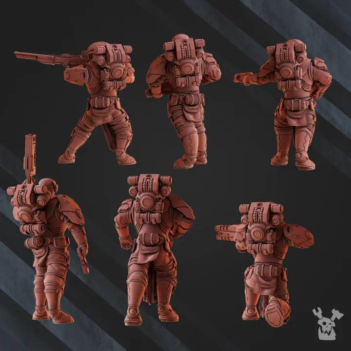 3D printed Operations Team x6 miniatures by Last Hope Miniatures, detailed models for tabletop gaming and collection.