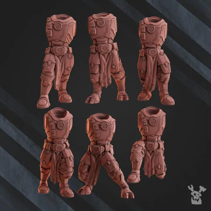 Six 3D printed Operations Team models by DakkaDakka Miniatures for Last Hope Miniatures, detailed sci-fi military figures.